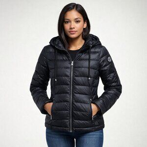 Calvin Klein Hooded Lightweight Puffer Jacket Black Women’s XS